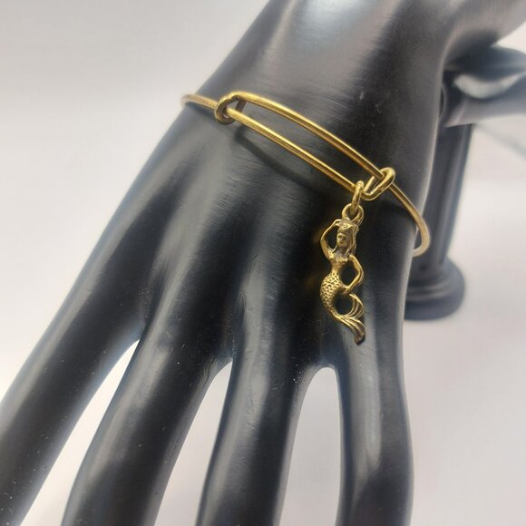 ALEX AND ANI Bracelet Mermaid Charm Bangle Gold Rafaelian EUC - Picture 11 of 11